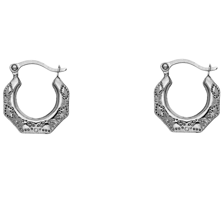 14K Gold Fancy Hollow Hoops
