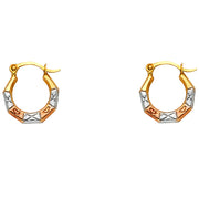 14K Gold Fancy Hollow Hoops