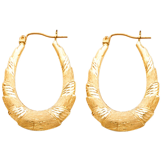 14K Gold Fancy Hollow Hoops