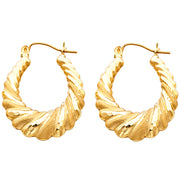 14K Gold Fancy Hollow Hoops