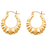 14K Gold Fancy Hollow Hoops