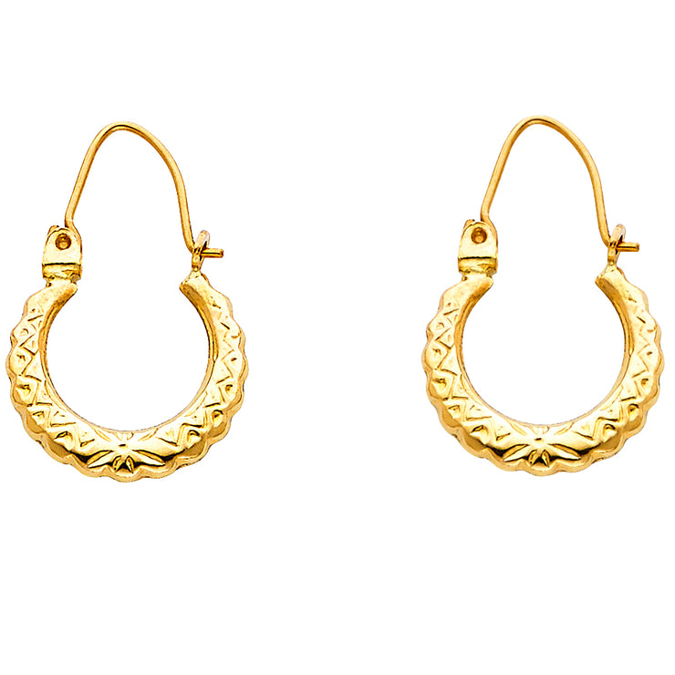 14K Gold Hollow Hoop Earrings