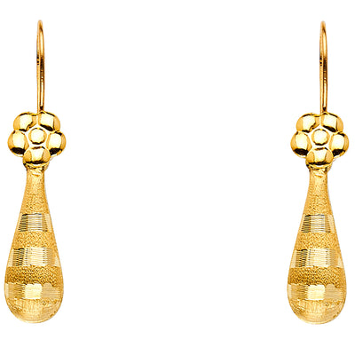 14K Gold Hollow Teardrop Hanging Earrings