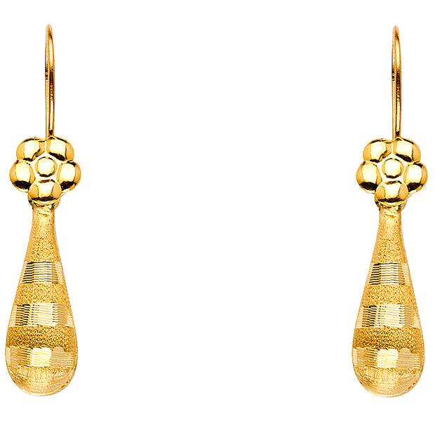 14K Gold Hollow Teardrop Hanging Earrings