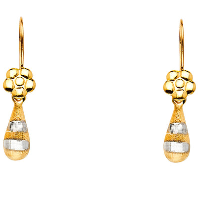 14K Gold Hollow Teardrop Hanging Earrings
