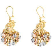 14K Gold Diamond Cut Chandelier Hanging Earrings