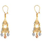 14K Gold Diamond Cut Chandelier Hanging Earrings