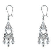 14K Gold Diamond Cut Chandelier Hanging Earrings