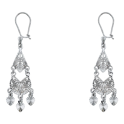 14K Gold Diamond Cut Chandelier Hanging Earrings