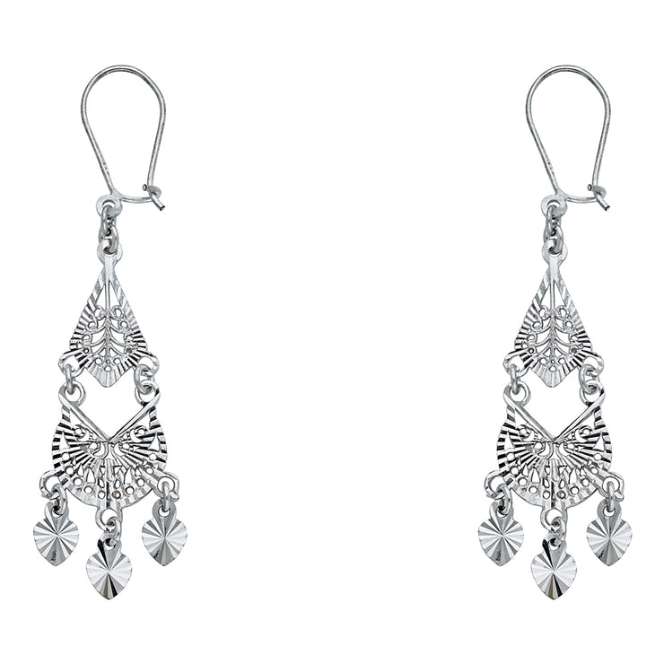 14K Gold Diamond Cut Chandelier Hanging Earrings