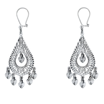 14K Gold Diamond Cut Chandelier Hanging Earrings
