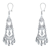 14K Gold Diamond Cut Chandelier Hanging Earrings