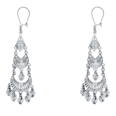 14K Gold Diamond Cut Chandelier Hanging Earrings