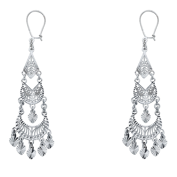 14K Gold Diamond Cut Chandelier Hanging Earrings