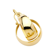 14K Gold Plain Graduated Hoop Earrings