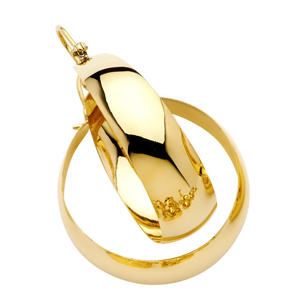 14K Gold Plain Graduated Hoop Earrings