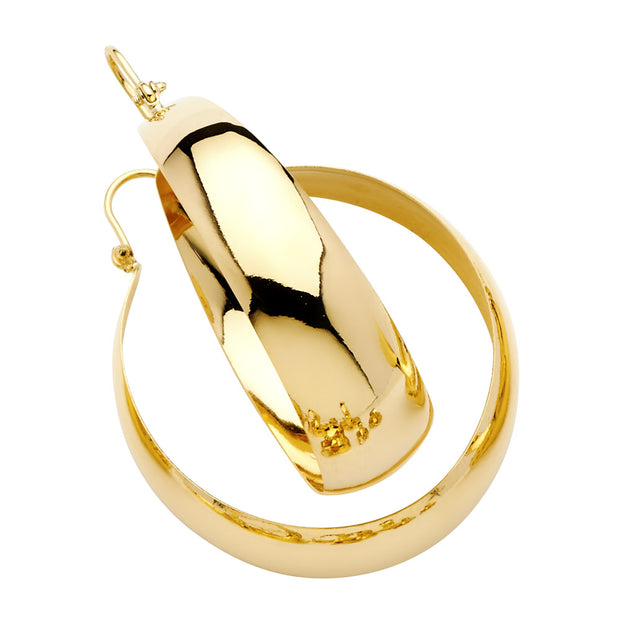 14K Gold Plain Graduated Hoop Earrings