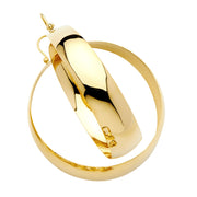 14K Gold Plain Graduated Hoop Earrings