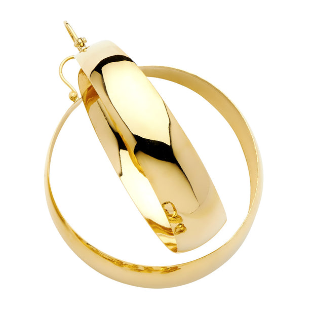 14K Gold Plain Graduated Hoop Earrings