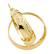 14K Gold Diamond Cut Graduated Hoop Earrings