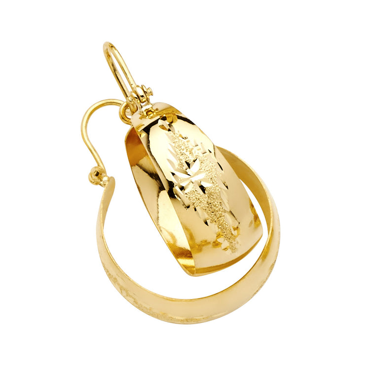 14K Gold Diamond Cut Graduated Hoop Earrings