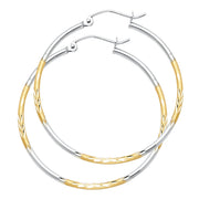 14K Gold Diamond Cut Hoops