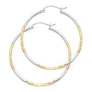 14K Gold Diamond Cut Hoops