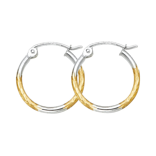 14K Gold Diamond Cut Hoops