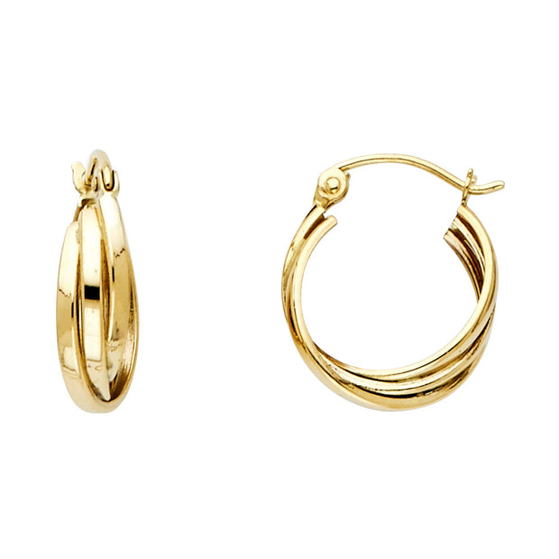 14K Gold 3 Line Hoops