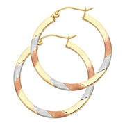 14K Gold Diamond Cut Hoops