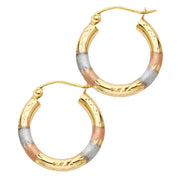 14K Gold Diamond Cut Hoops