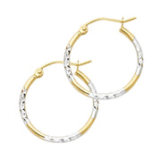 14K Gold Diamond Cut Hoops