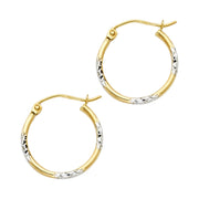 14K Gold Diamond Cut Hoops