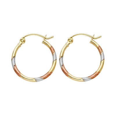 14K Gold Diamond Cut Hoops