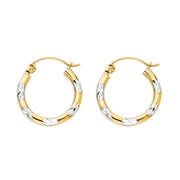 14K Gold Diamond Cut Hoops