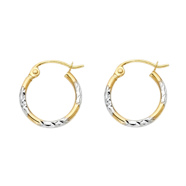 14K Gold Diamond Cut Hoops