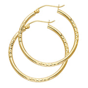 14K Gold Diamond Cut Hoops