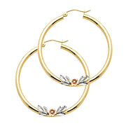 14K Gold Flower Hoops