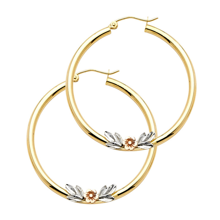 14K Gold Flower Hoops