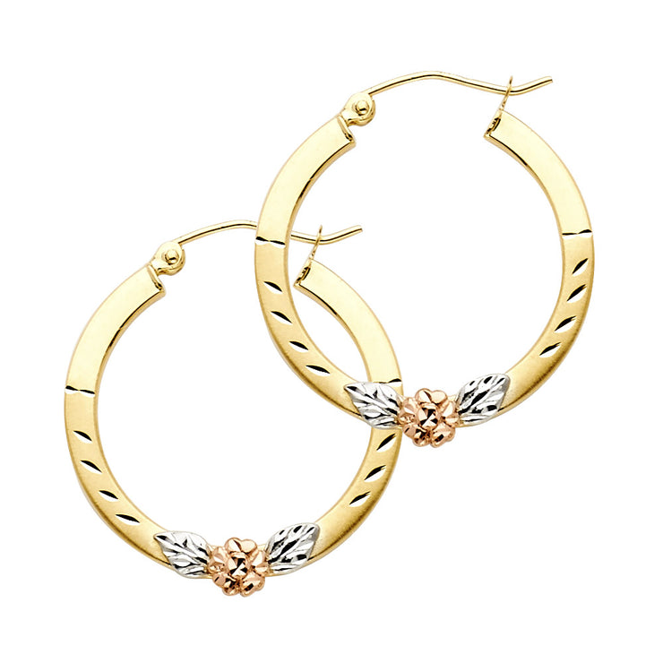 14K Gold Flower Square Hoops