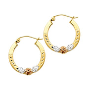 14K Gold Flower Square Hoops