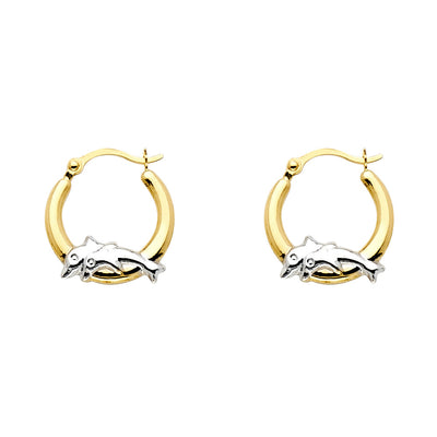 14K Gold Dolphin Hoops