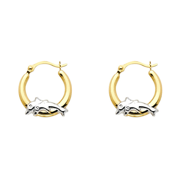 14K Gold Dolphin Hoops