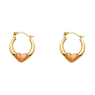 14K Gold Heart Hoops