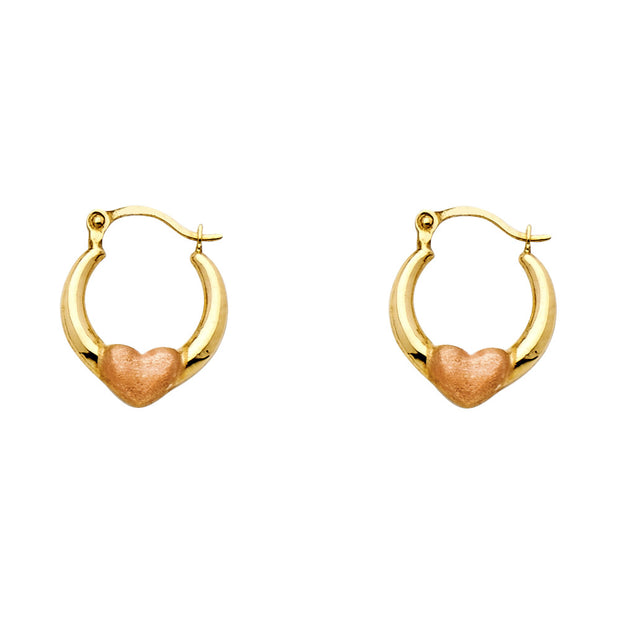 14K Gold Heart Hoops