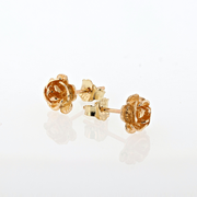 14K Yellow Gold Rose Flower Studs Earrings