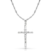 14K Gold Crucifix Cross Pendant with 1.2mm Singapore Chain