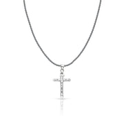 14K Gold Crucifix Cross Charm Pendant with 1.1mm Wheat Chain Necklace