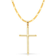 14K Gold Cross Pendant with 3.1mm Figaro 3+1 Chain