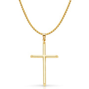 14K Gold Cross Pendant with 1.7mm Flat Open Wheat Chain